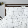 thumbnail image 4 of Truly Soft Printed Windowpane White and Grey Full and Queen 3-Piece Duvet Cover Set, 4 of 5