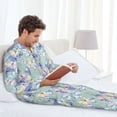 thumbnail image 6 of Salouo Colorful Butterfly Print Button-Front Long Sleeve Pajama Set for Men, Soft 2Pjs Men's Long Sleeve Sleepwear-Small, 6 of 7