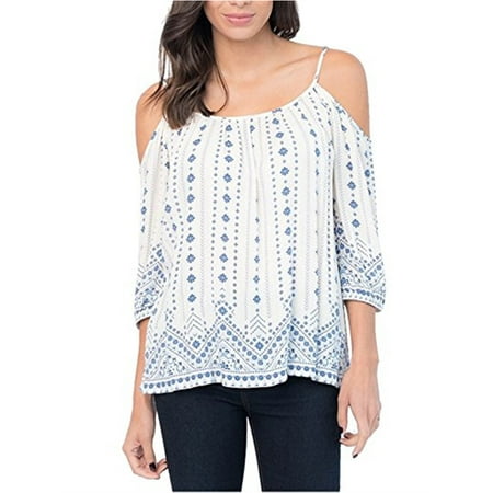 Casual Half Sleeve - Cold Shoulder Women Print Half Sleeve Casual Chiffon Blouse Tops