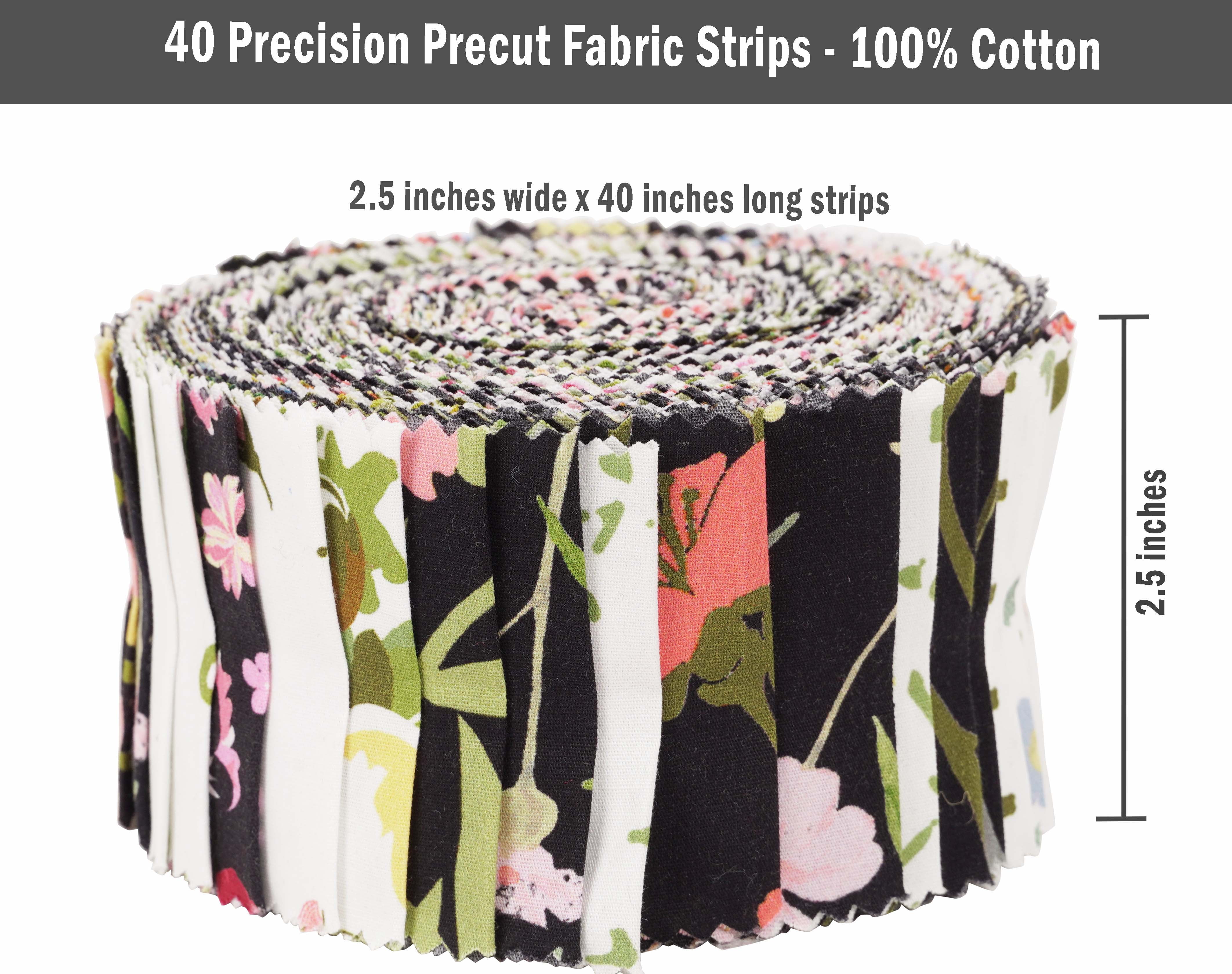 Soimoi 40Pcs Floral Print Cotton Precut Fabrics For Quilting Craft Strips 2.5x42inches Jelly Roll - Multicolor