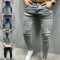 thumbnail image 5 of Mens Jeans Stretch Skinny Pants Street Harajuku Hip-Hop Style Slim Fit Trousers, 5 of 8