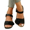 thumbnail image 4 of Xunlbb Clearance, Women's New Plus-size Hollowed-out Flower Platform One-line Buckle Wedge Sandals, 4 of 7