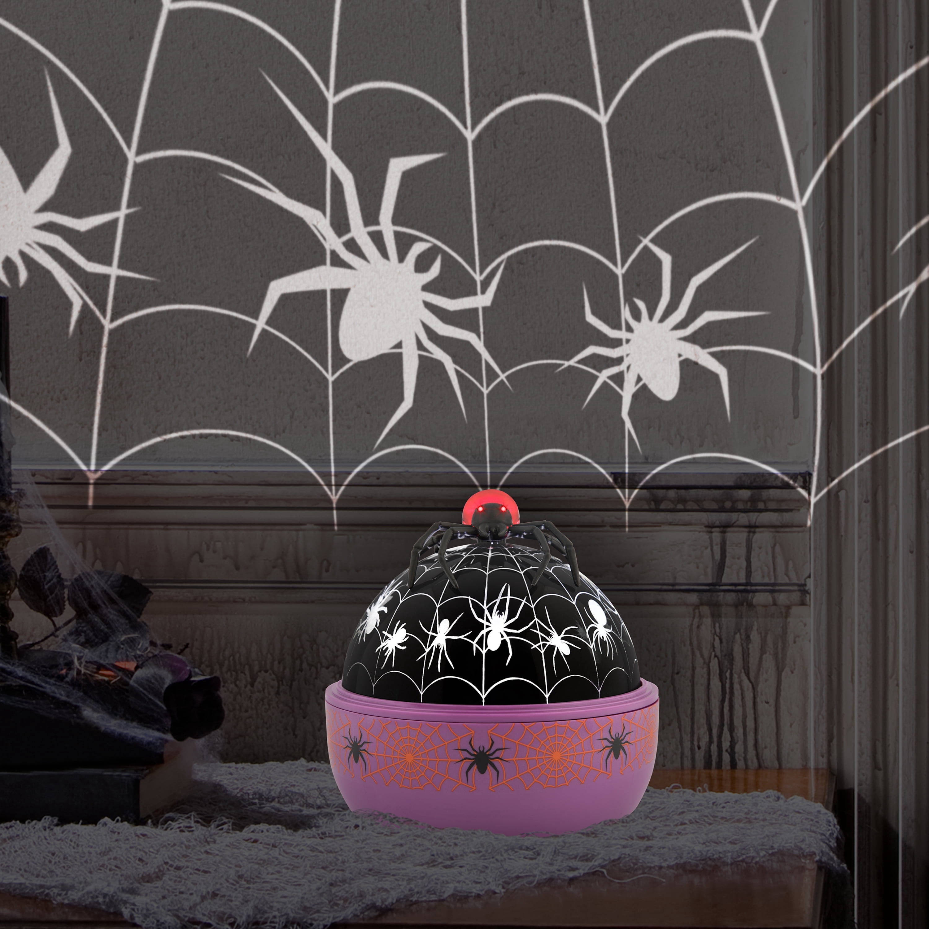 Halloween Light Show Illuminations Shadow Lights With Topper Haunting Spider Projection Light (White/Red)