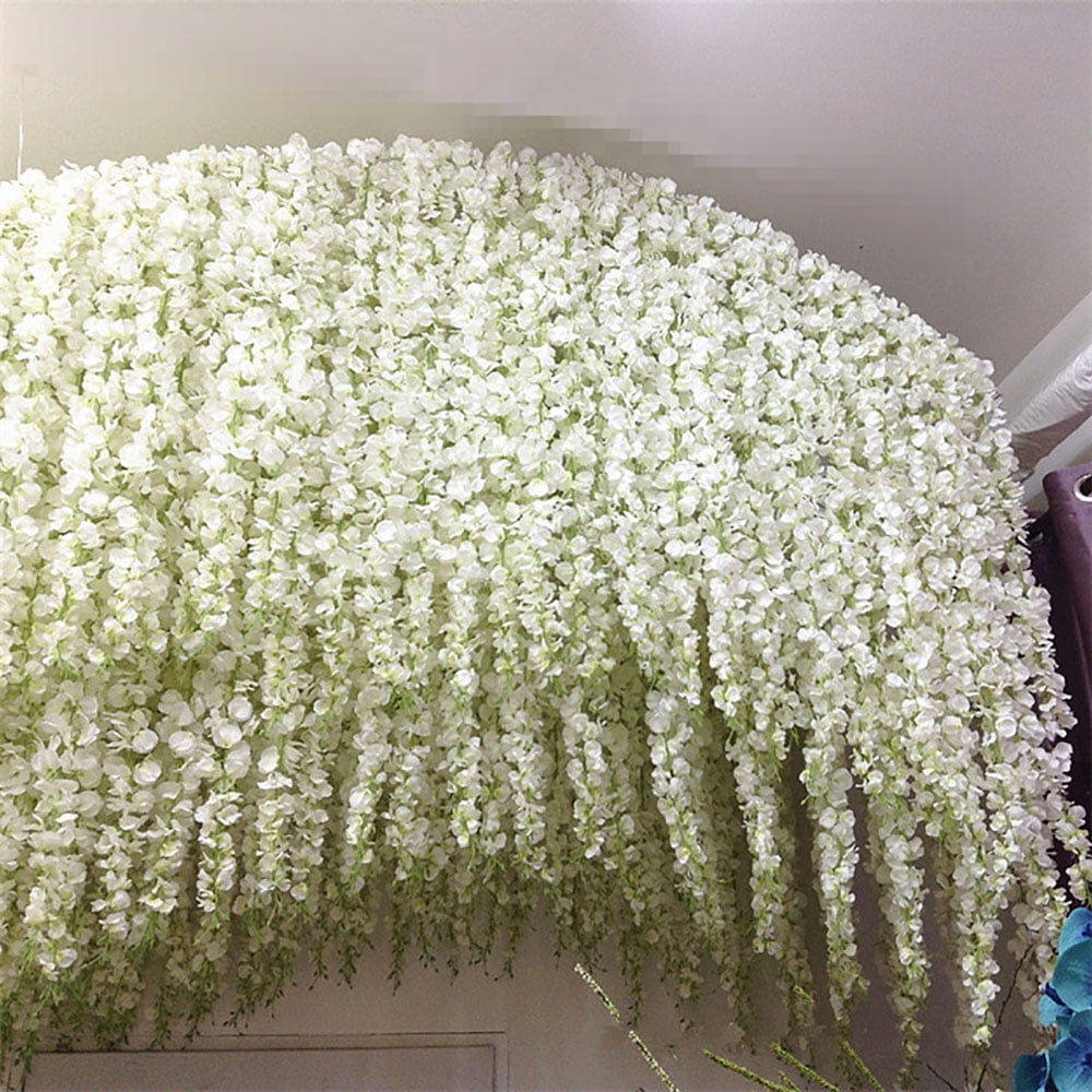 Artificial Silk Fake Wisteria Flowers Garland Vines Hanging Bar Garden Decor 