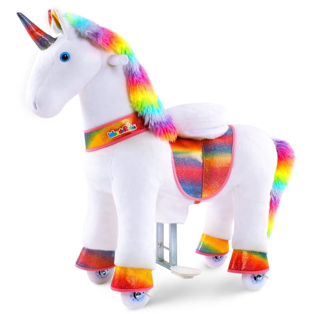 Juguete para montar en forma de unicornio, WonderIdes, Rainbow Pony Cycle, 76 cm