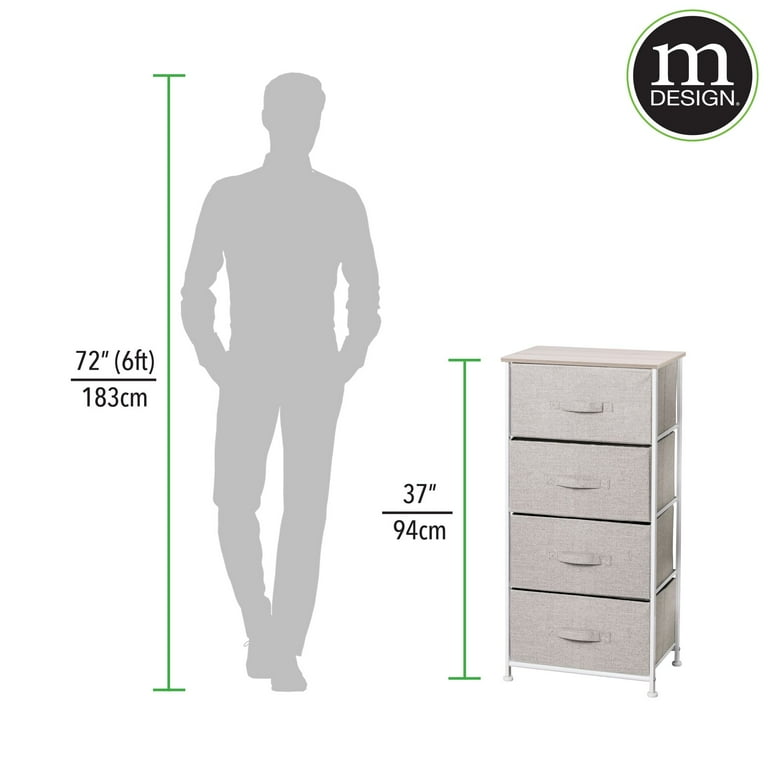 mDesign Slim Narrow Spaces Bedroom Tall Dresser Storage Tower, 4 Removable  Fabric Drawers - Linen/Tan - Walmart.com