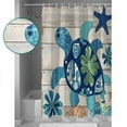 thumbnail image 4 of Ocean Turtle Shower Curtain, 60" x 72", Sea Animals Rustic Wooden Board Waterproof Bathroom Curtain Washable Shower Curtain Set with 12 Hooks, 4 of 6