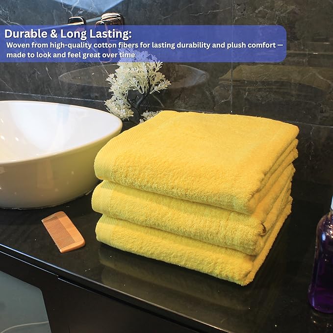Bath Sheets Pack of 3 Oversized Towels 32x68 Inch 100 Percent Ring-Spun Cotton Quick Dry Soft Absorbent Luxury Bath Towels Yellow