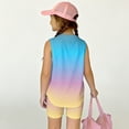 thumbnail image 5 of 2 Piece Girls Summer Outfits Casual Lounge Set Shirts and Elastic Waist Shorts with Pockets Clothing Sets, 5 of 7