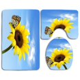thumbnail image 1 of ABPHQTO Mariposa Girasol Juego de alfombras de baño de 3 piezas Alfombra de baño Alfombra de contorno y tapa de inodoro, 1 of 2