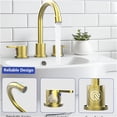 thumbnail image 2 of JERFIT 8-inch Centerset Bathroom Faucet with 360° Swivel Spout, Brushed Gold 2-Handle Deck Mount Sink Faucet, Includes Pop-Up Drain for 3-Hole Vanity, 2 of 7