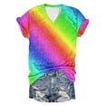 thumbnail image 4 of Trendfront Womens Rainbow Pride Graphic T Shirt Colorful Gradient Stripes Print V Neck Short Sleeve Tee Festive Party Tops, 4 of 4