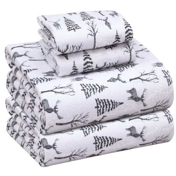 RUVANTI Flannel Sheets Full Size - 100% Cotton Double Brushed Bed Sheets Set, Deep Pockets 16 Inches, All Seasons Breathable & Extra Soft Full Sheets, Warm & Cozy, 4 Piece, Dry Winter