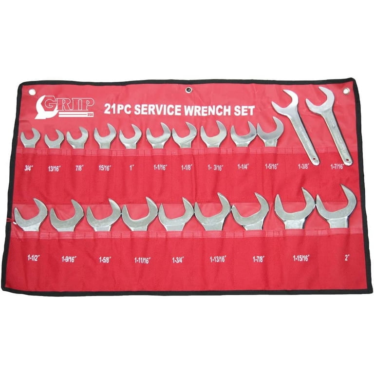 Grip 21-Piece Jumbo Service Wrench Set MM – Chrome-Plated, Drop Forged Steel, Sizes 20–50mm, With Heavy-Duty Roll-Up Storage Pouch