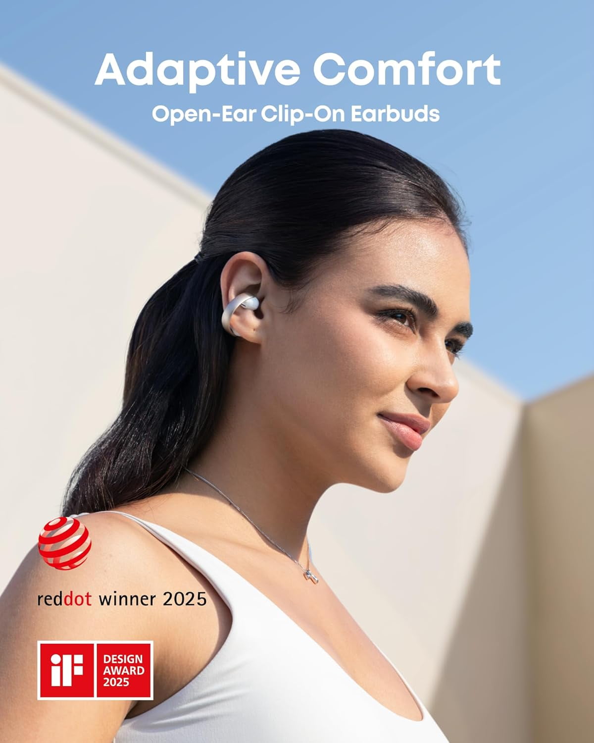 Soundcore AeroClip Open-Ear Clip-on Earbuds, AI Clear Calls with 4 Mics, Champagne Mist
