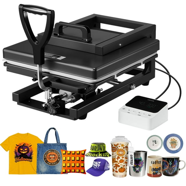 VEVOR Hybrid Heat Press, 15 x 15 inch, 8-in-1 Multifunction, Heat Up Fast and Even, All-New Patented Design, Easy to Control, Sublimation Press Machine