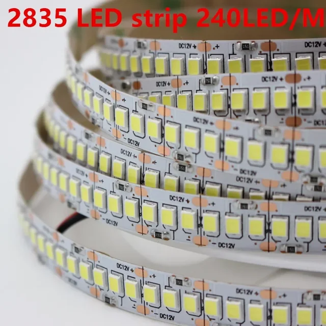 2835 240 leds/m 1/2/3/4/5m/lot 10mm PCB 1200 LEDs Strip tape DC12V 24V Flexible Light CCT White Warm White Neutral white 4000K