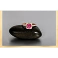thumbnail image 2 of Halo Art Deco 2.05 Carat 7mm Cushion Cut Red Ruby And Moissanite Diamond Engagement Ring in 10k Rose Gold, 2 of 5