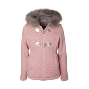 Limited Too Quilted structured fleece toggle jacket with fur trim hood (big girls)