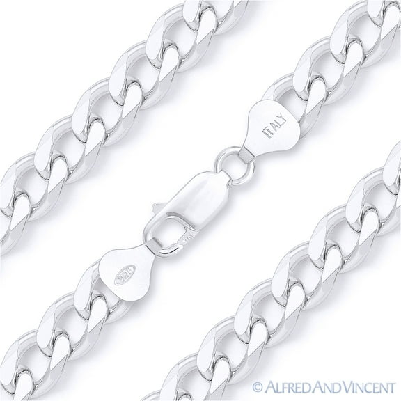 7.5mm Cuban / Curb Link Italian Chain Bracelet in .925 Sterling Silver