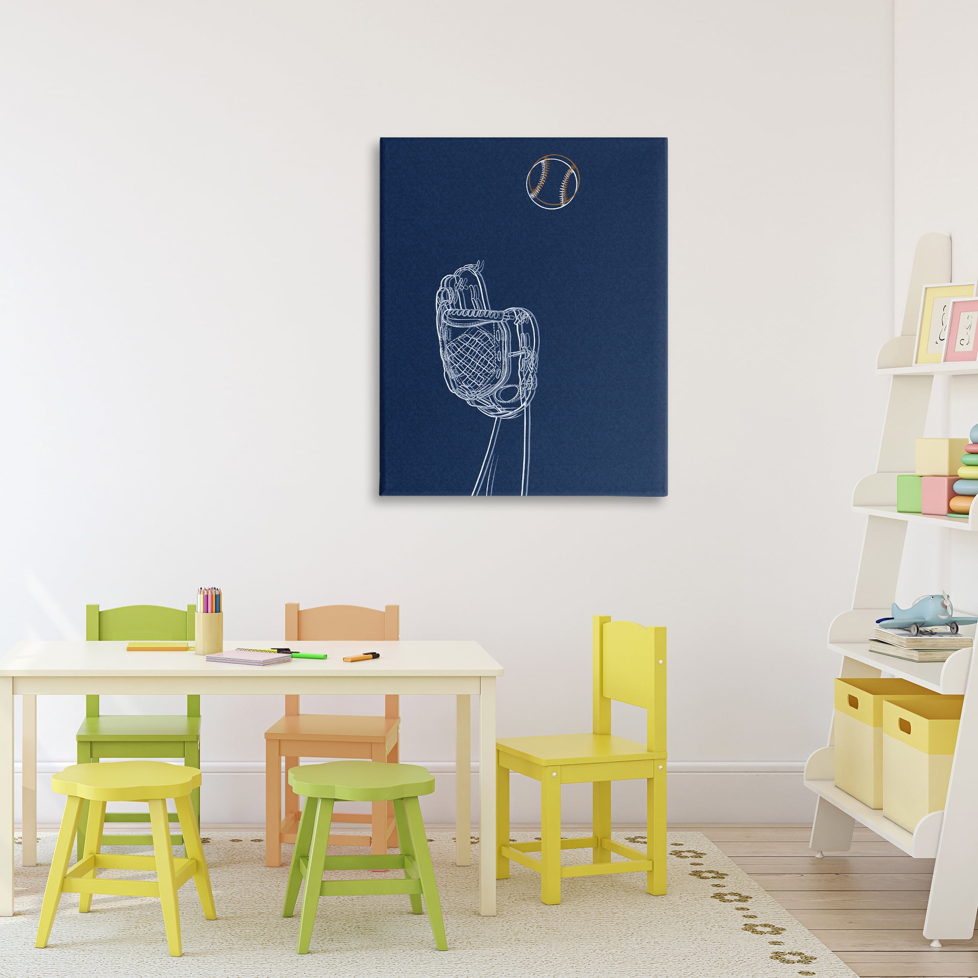 Stupell Industries Baseball Lines Contour Canvas Wall Art, design by Marcus Prime