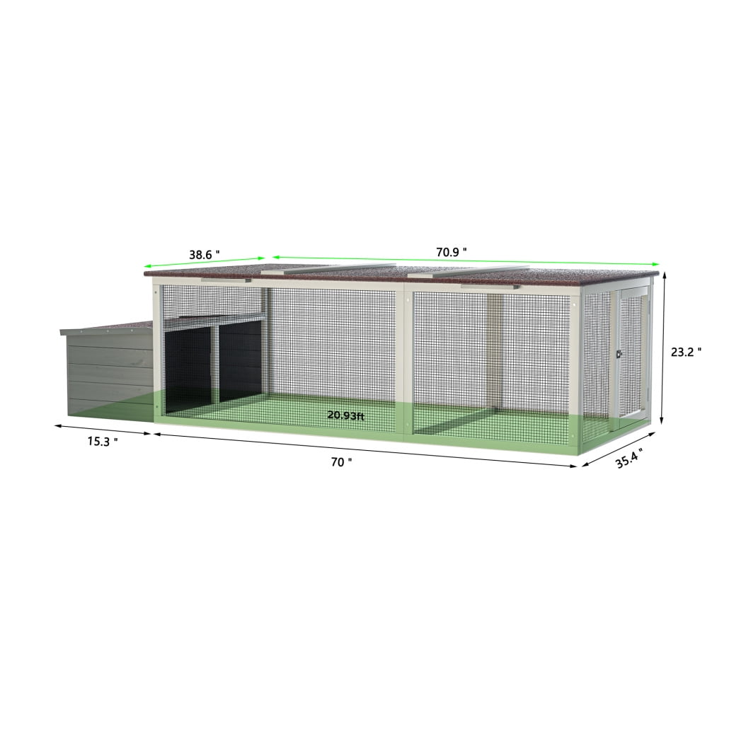 85" Large Chicken Coop with Run, Wooden Hen House with Nesting Box and Secure Lock, Outdoor Rabbit Hutch Poultry Cage with Waterproof Asphalt Roof for Backyard, Farm