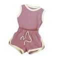 thumbnail image 4 of SONGGE Girls Summer Outfit Sets Sleeveless O-Neck Vest And Shorts Two Piece Playwear Casual Athletic Wear For Toddlers Kids Cartoon Fashionable Clothing Sets, 4 of 4