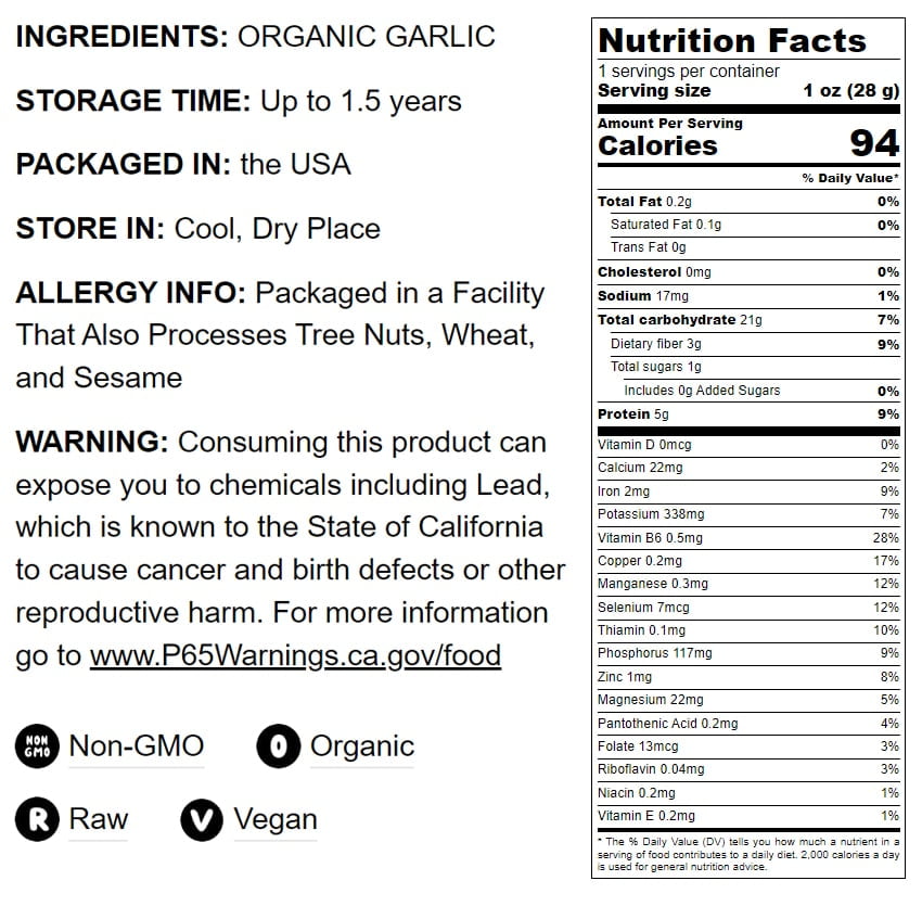Organic Garlic Powder, 5 Pounds — Non-GMO, Raw, Vegan — by Food to Live