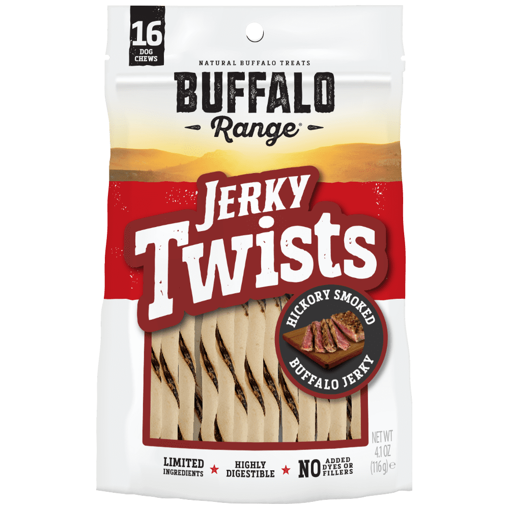 Hickory Smoked Flavor Healthy Buffalo Range Rawhide Dog Treats Grass-Fed Buffalo Jerky Raw Hide Chews