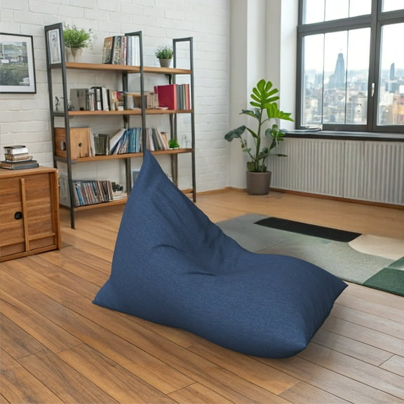 Covers & all Pivot Shape Bean Bag Chair with Back Support, Olefin Fabric for Indoor or Outdoor Seating - Navy Blue (M, 48 L × 36 W × 36 H inch)(Beans not included)