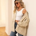 thumbnail image 4 of SWSMCLT Women's Jean Top Soft Jacket Long Sleeve Fall Pocket Ladies 80s Drop Shoulder Coat Oversized Spring Western Classic Khaki XX-Large, 4 of 5
