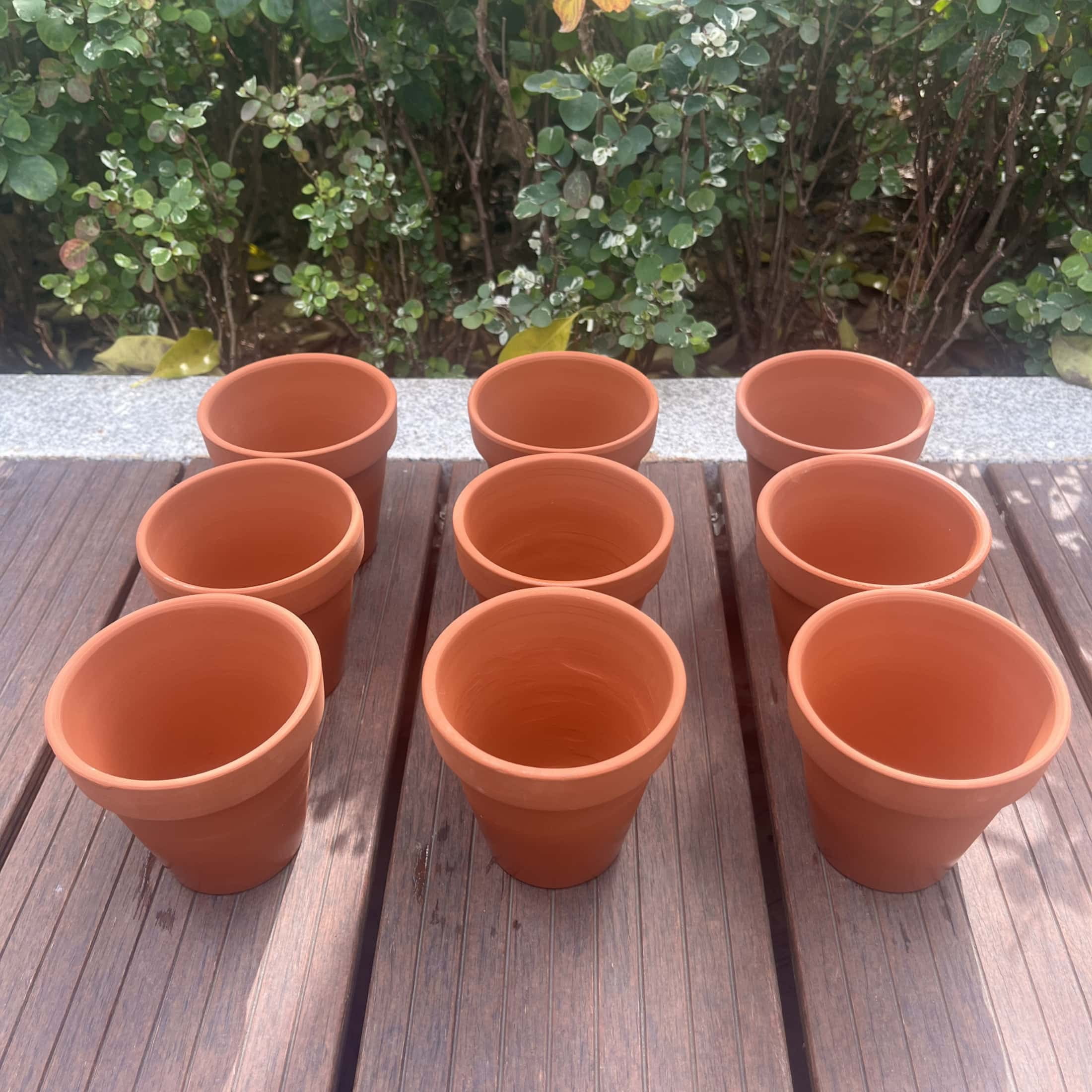 Round Terracotta Ceramic Succulent Planters with Drainage Holes, Polished Finish, 9 Count 3.5in