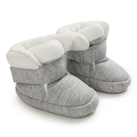

Maxcozy Baby Winter Warm Boots Toddler Boys Girls Prewalker Shoes First Walkers Thick Snow Booties Boots Gray 6-12 Months