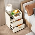 thumbnail image 3 of Finmind 2-Drawer Bedside Table with Glass Top and Gold Legs, Modern Nightstand, 3 of 7