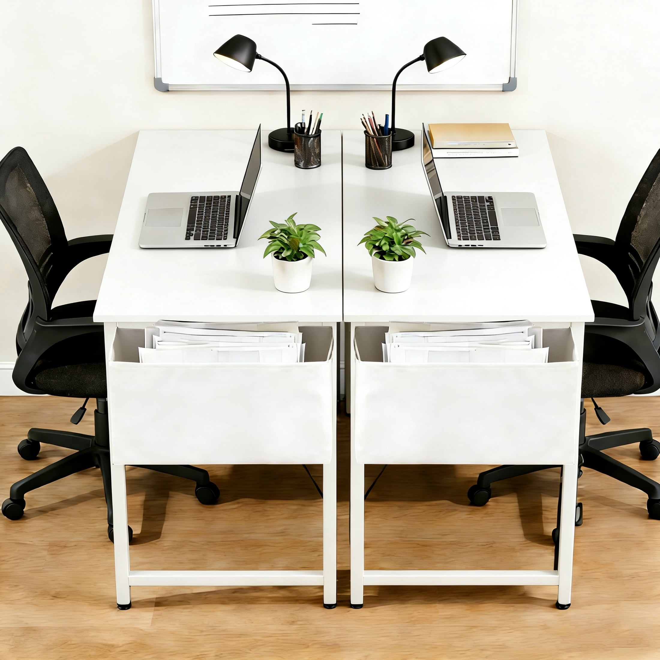 EDX 40 Inch Computer Desk with 3 Drawers, Writing Desk with Side Storage Pocket, for Home Office, Bedroom , White