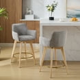 thumbnail image 2 of Zesthouse 26.6" Swivel Counter Height Bar Stools Set of 2, Upholstered Linen Barstool with Curved Back and Wood Legs, Mid Century Modern Counter Height Chairs for Pub Kitchen Island, Gray, 2 of 10