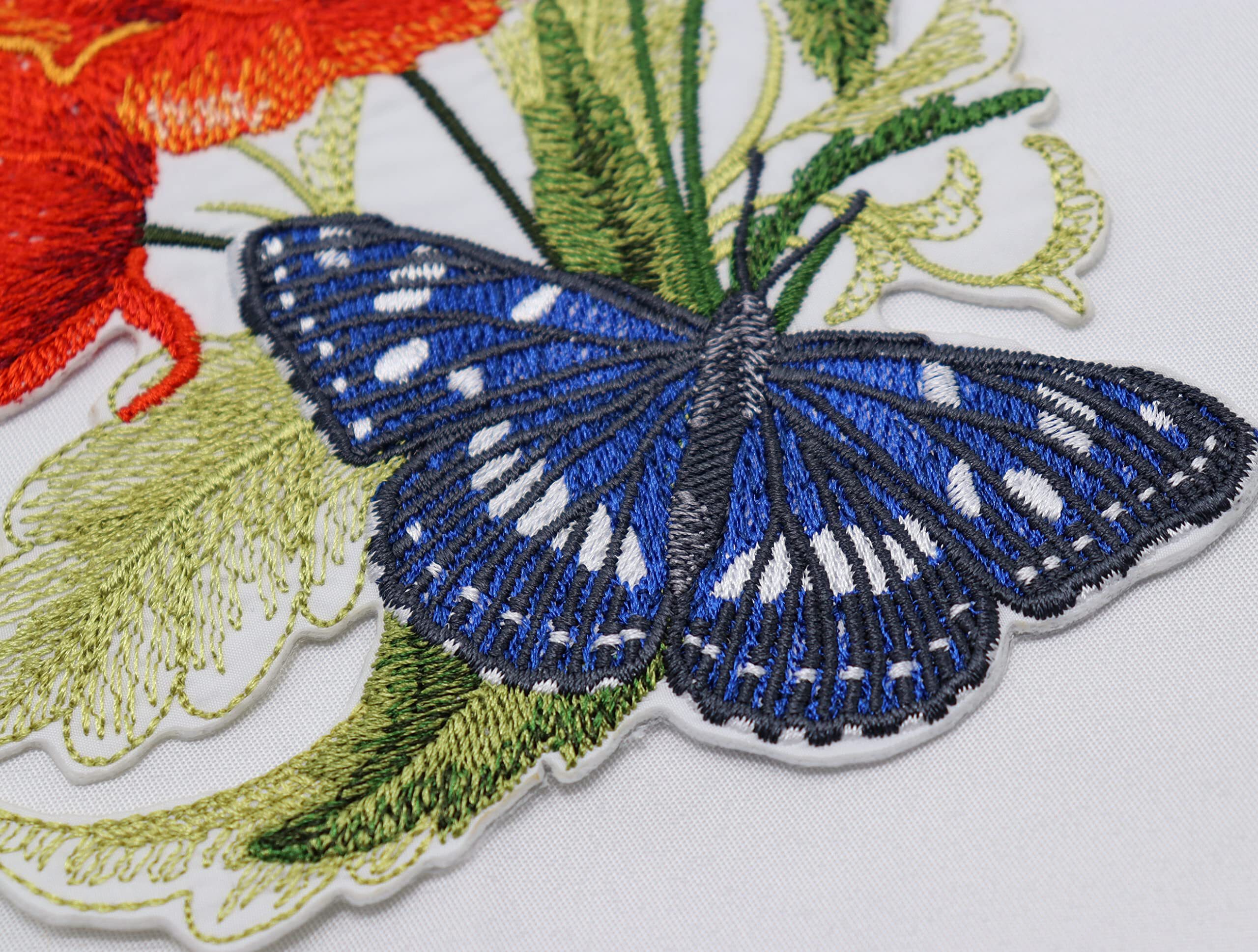 Southern White Admiral butterfly And Poppies Embroidered Iron on patch