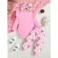 thumbnail image 4 of WIBACKER Princess Has Arrived Newborn Outfit Baby Girl Going Home Outfits Ruffle Ribbed Romper Top Floral Pants Set Fall Winter Clothes, 4 of 10