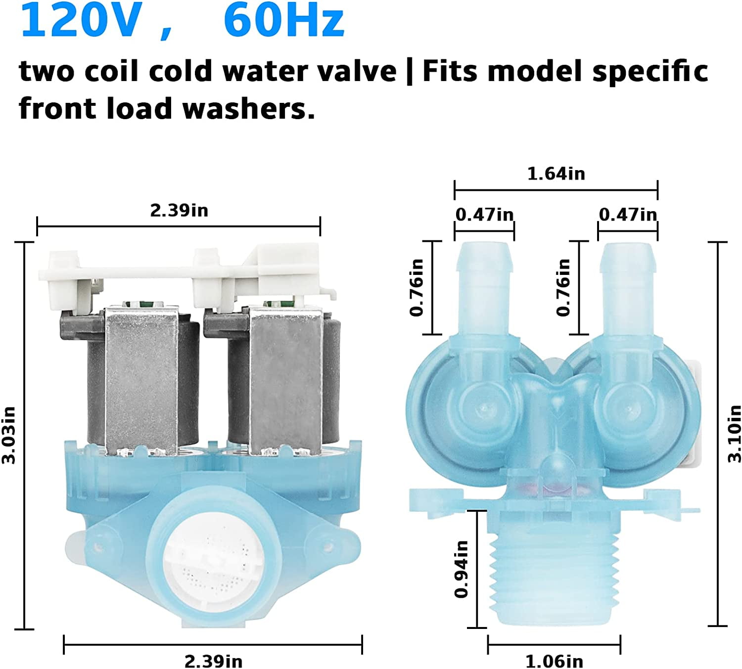 ABCISI W11036930 Water Inlet Valve FOR Whirlpool Maytag Washing Machine Parts W11316256 W11104751 W11316256CM W11316256 AP6835737 4929298