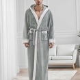 thumbnail image 2 of HBFAGFB Men's Bathrobes Fall and Winter Leisure Padded Thickened Long Robe Soft Pajamas Grey Size M, 2 of 5