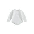 thumbnail image 1 of xiaxaixu Baby Boys Girls Sweatshirts Rompers Solid Color Long Sleeve Infant Waffle Jumpsuits Fall Toddler Clothes Bodysuits, 1 of 9