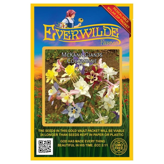 Everwilde Farms - 1250 McKana Giants Mixed Columbine Native Wildflower Seeds - Gold Vault Jumbo Bulk Seed Packet