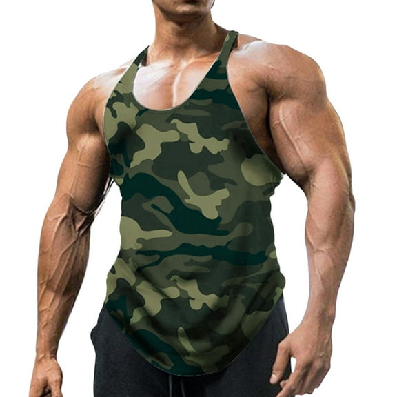 Baqcunre Tank Tops Men Mens Uneck Sleeveless Camouflage Vest Outdoor Sports Fitness Jacket Mens Wear Sweatshirts For Men Tops For Men Army Green L