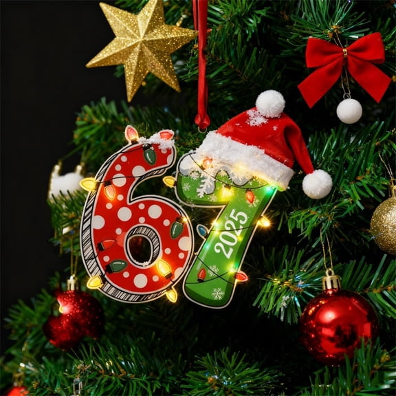 67 Christmas Ornaments Funny Six Seven Hanging Decorations for Christmas Tree 6 7 Shatterproof Acrylic Holiday Tree Decor