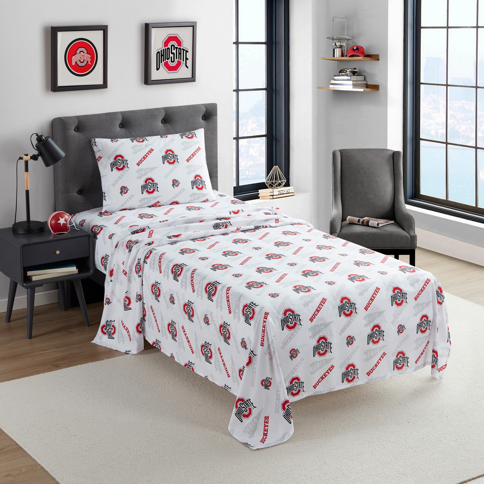 NCAA Officially Licensed Ohio State Buckeyes Microfiber Bed Sheet Set - Full