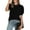 B472 Black summer tops for women clearance under $5, variant on Cagogo Women's Dressy Casual Blouses Summer Under $5 Puff Short Sleeve Round Neck Comfy Solid Color Tshirts Shirts Peasant Green Tunic Tops Birthday Gifts