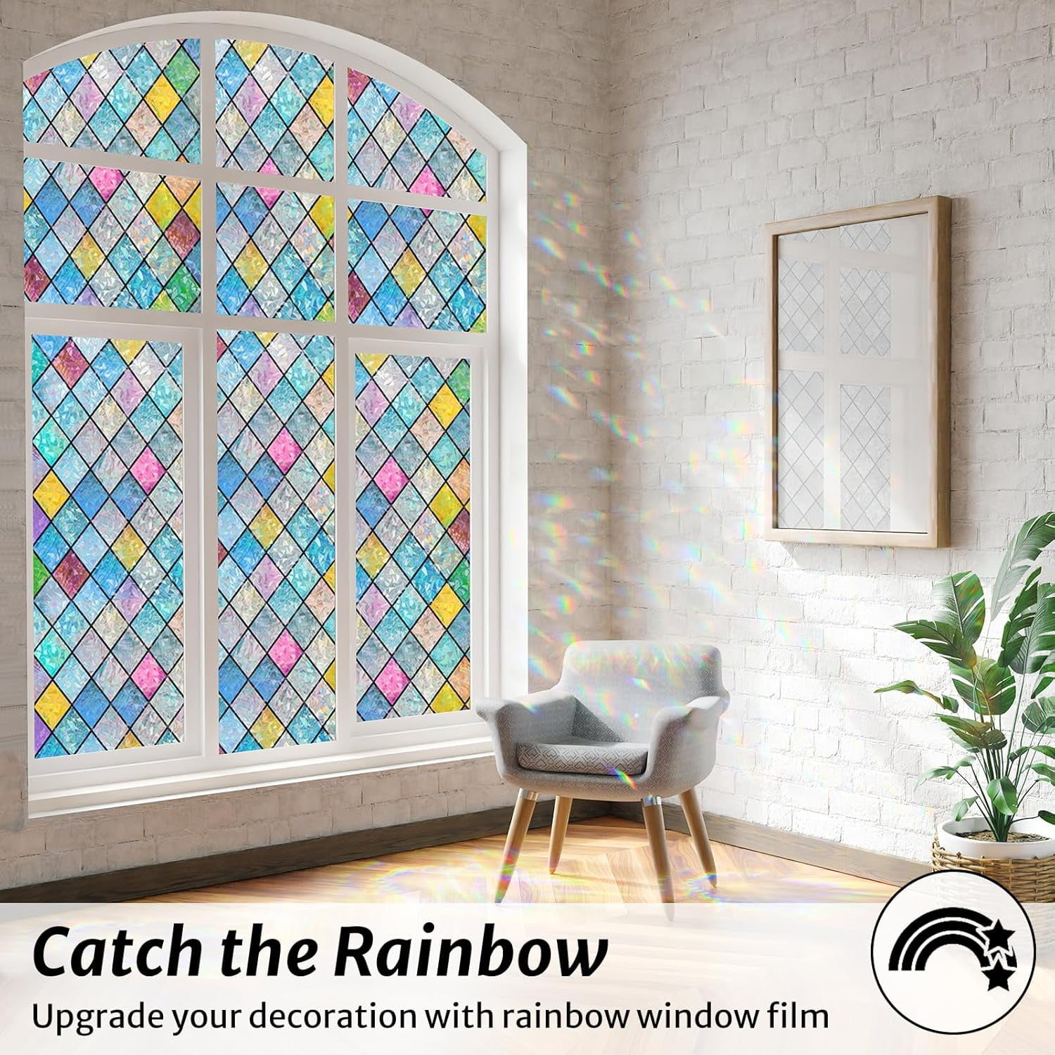 rabbitgoo stained glass rainbow window film image 2