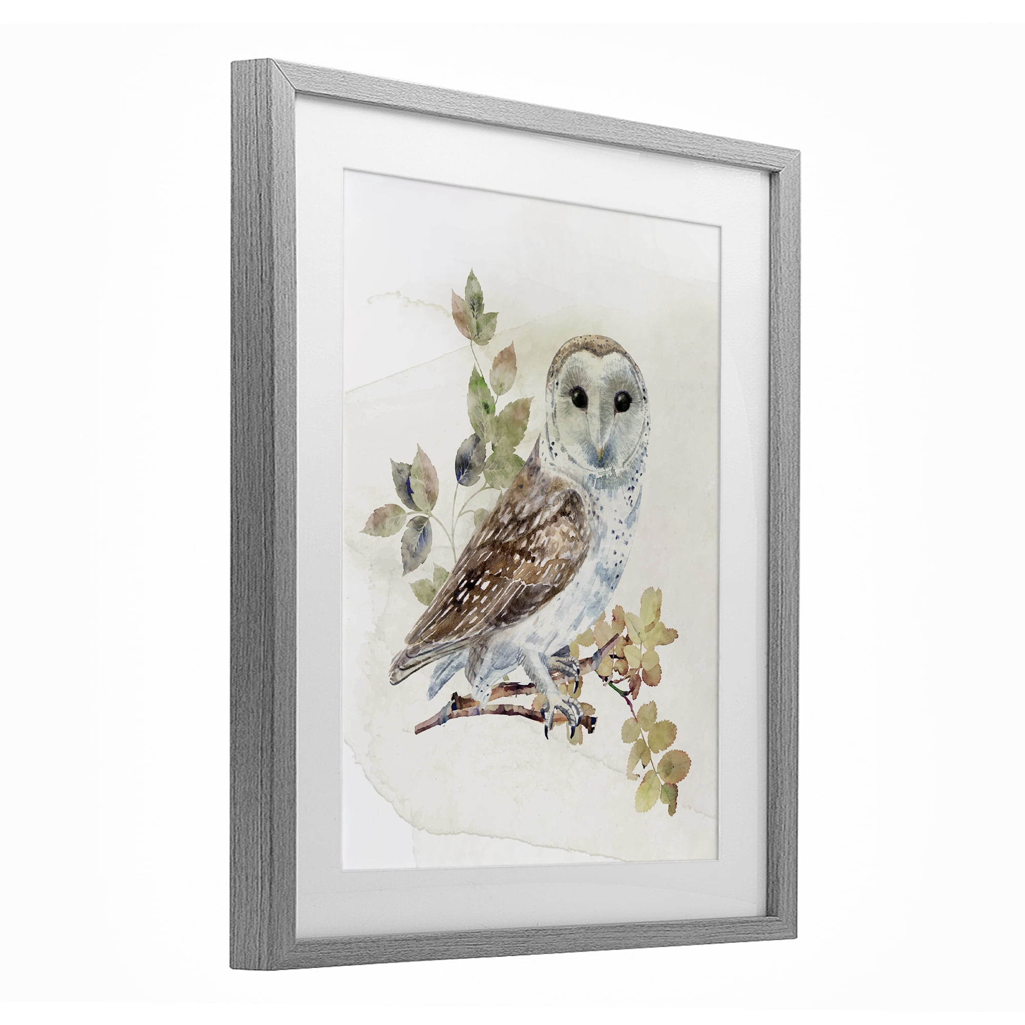 Stupell Industries Owl Among Autumn Leaves Gray Framed Print Under Glass, design by CAD Designs