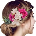 thumbnail image 2 of XASZHN Flower Hair Side Combs Slide Clips Floral Bows Hairpins Women Hot Pink_005 One Size, 2 of 6