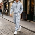 thumbnail image 4 of SELONE Mens 2 Piece Sets Joggers Big and Tall Full Zipper Hoodies Solid Cargo Pant with Pockets Fall Fashion Tracksuit, 4 of 9